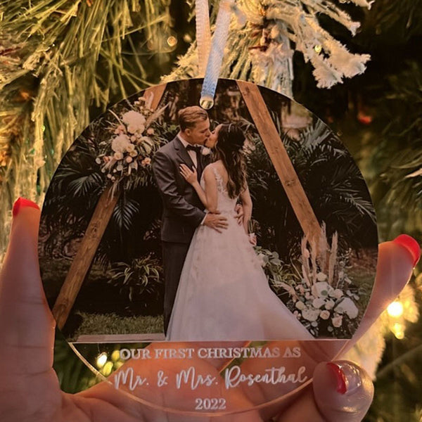 First Christmas Married Ornament, Custom Photo Ornament