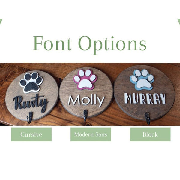 Personalized Dog Leash Holder || Custom Name Pet Leash Hook