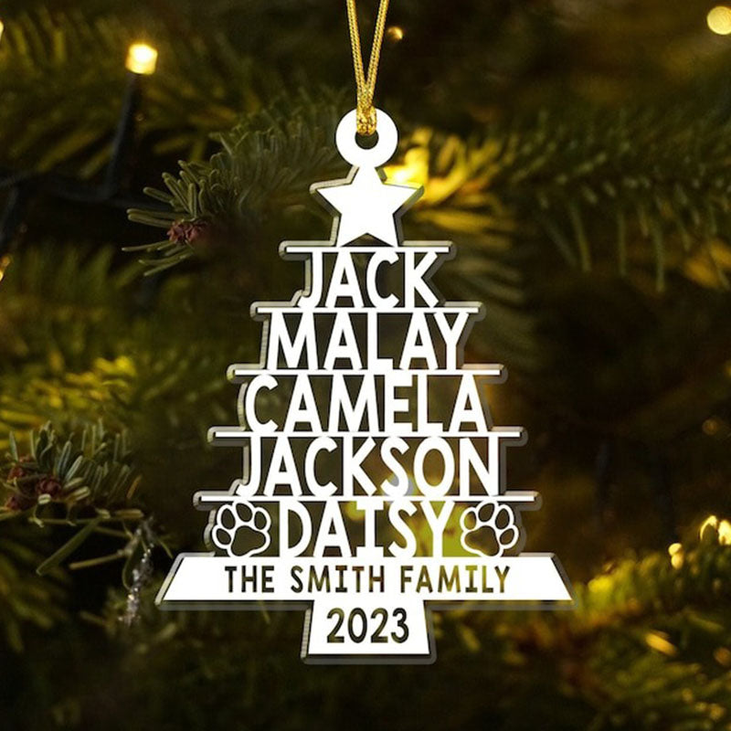 Custom Family Ornament, Family Name Christmas Tree Ornament