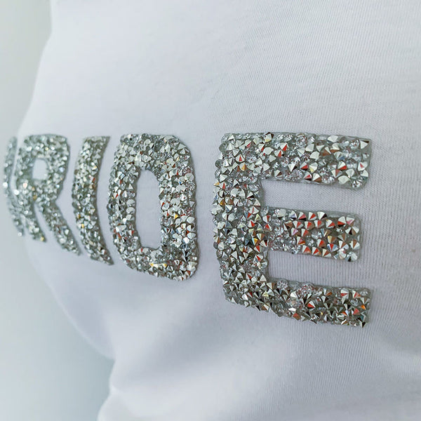 Bride t-shirt with sparkly rhinestone letters / Engagement Gift / Bride to be shirt