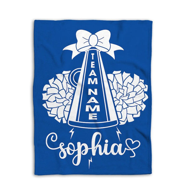 Personalized Cheerleading Blanket, Cheer Pom Poms Soft Cozy Sherpa Fleece Throw Blankets