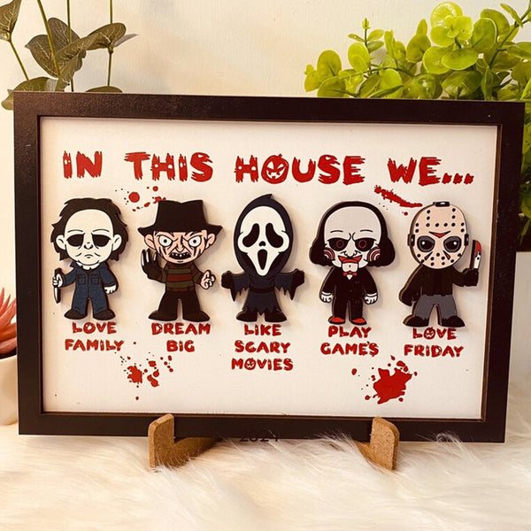 Halloween horror 3D wooden frame sign