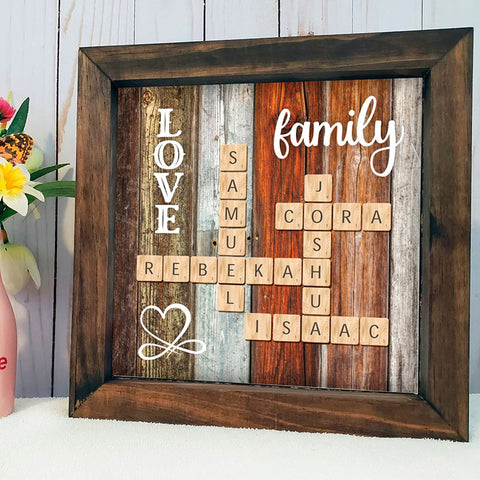 Scrabble Family Name Board | Personalized Frame | Scrabble Tile Wall Art