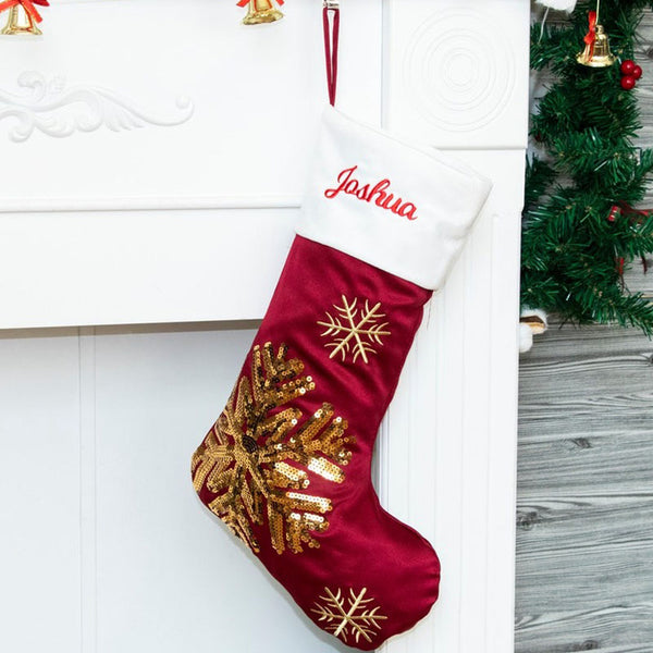 Christmas Stockings Personalized Velvet Sequin Holiday Ornaments