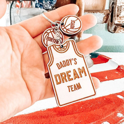 Daddy's Dream Team Keychain Gift  Daddy's Touchdowns Keychain Gift