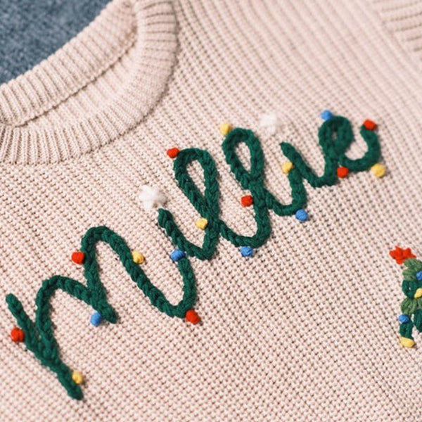 Personalized Hand-Stitched Name & Monogram Adorable Custom Kids' Sweater