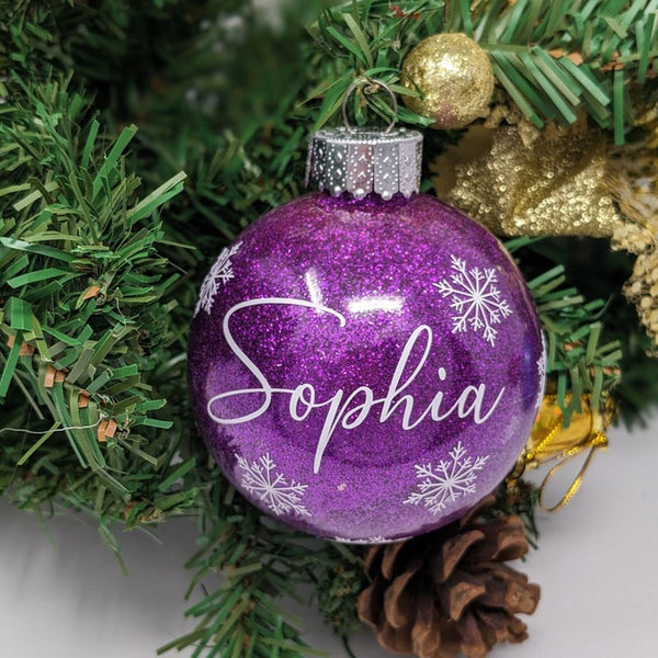 Personalized Glitter Christmas Ball Ornament, Name Bauble Ornament