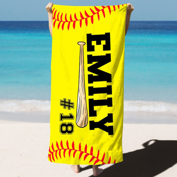 Personalized Baseball Beach Towel, Boys Baseball Gift, Baseball Pool Towel, Baseball Player Gift