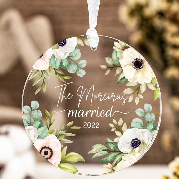 Personalized Engaged Married Ornament Personalized Wedding Ornament - Clear Acrylic - Gifts for Our Newlyweds