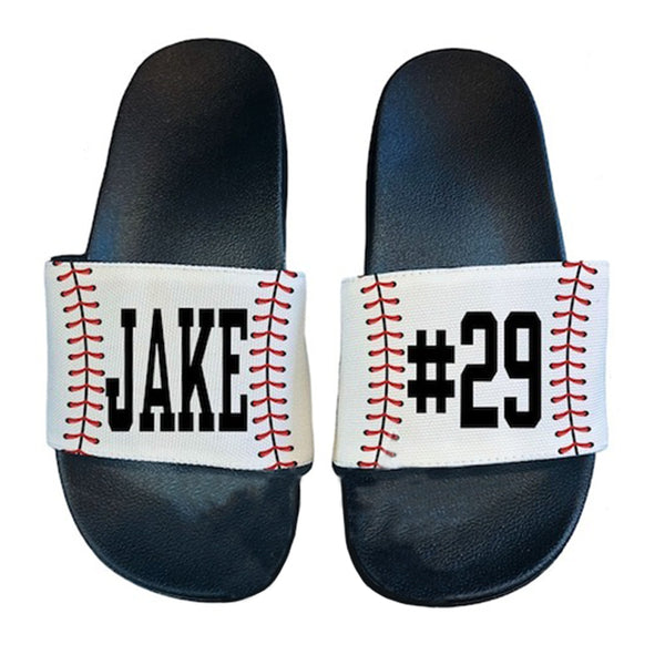 Personalized Softball Baseball Slides Flip Flops Sandals