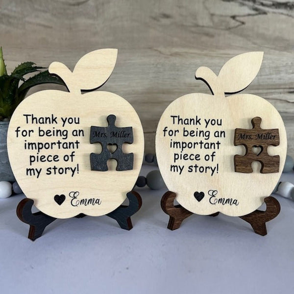 Teacher Gift, Apple, Puzzle Piece, Desktop Size, Personalized Teacher Gift