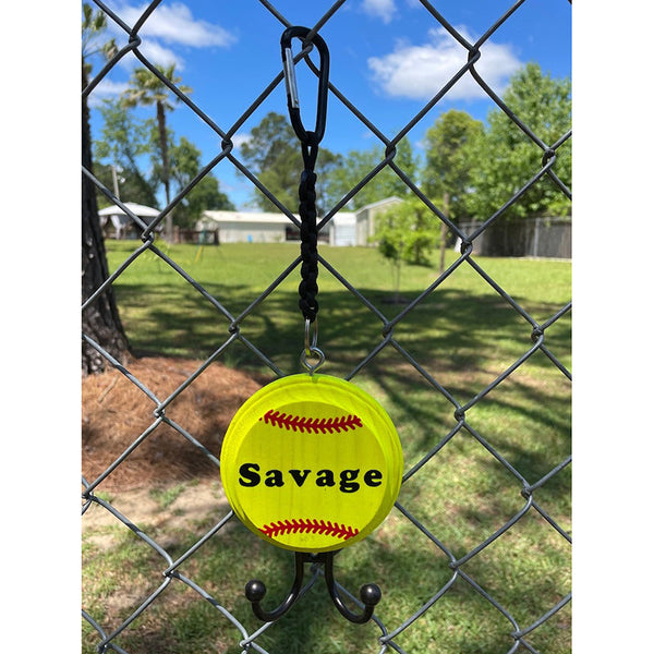 Personalized Softball/Baseball helmet holder with dual hook