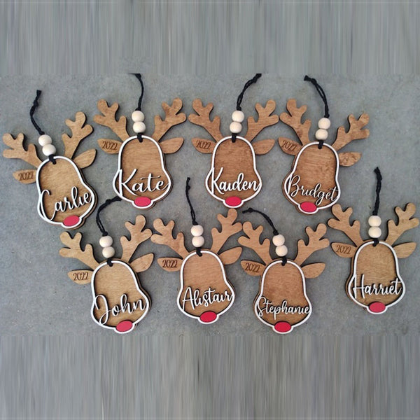 Personalized reindeer ornament | personalized Rudolph wooden ornaments