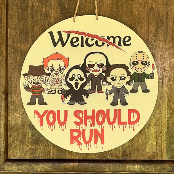 Horror Characters Door Sign, Halloween Door Hanger