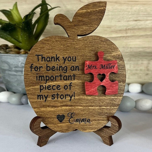 Teacher Gift, Apple, Puzzle Piece, Desktop Size, Personalized Teacher Gift