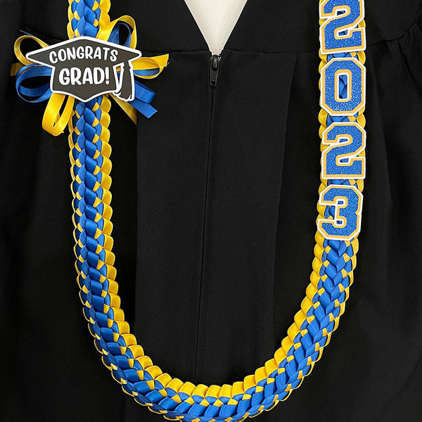 2024 Graduation Leis - Double Braided Ribbon Lei - Class of 2024 - Custom school colors - Satin ribbon leis