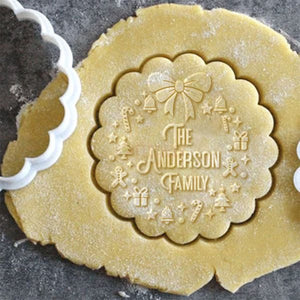 Personalized Christmas Wreath Design Cookie Stamp Family Cookie