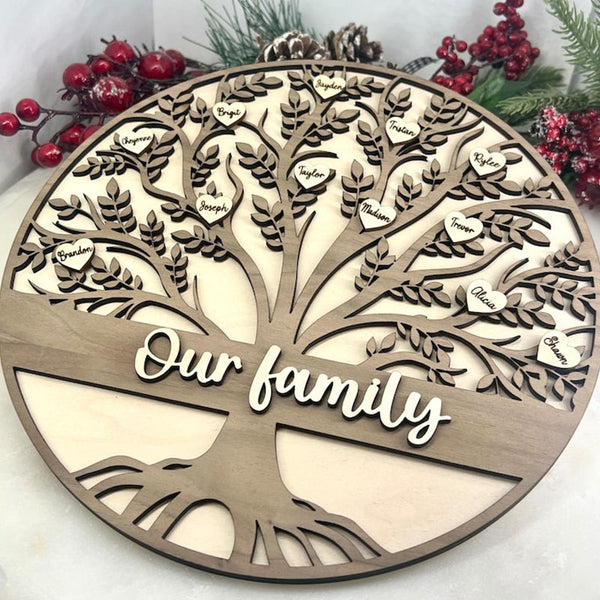 Grandkids Christmas Birthday Gift Family Tree Sign Custom Hanging Grandparent