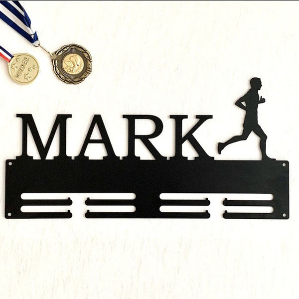 Personalized Running Marathon Medal Holder Custom Name Metal