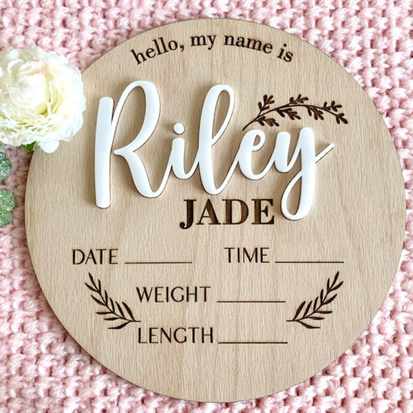 Baby Announcement Sign Personalized Name Baby Birth Stats Wooden Birth Announcement