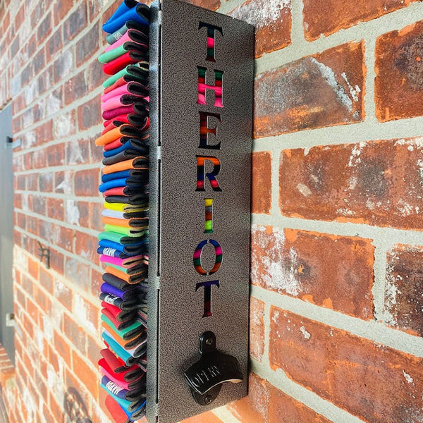 Custom Can Cooler Holder with Bottle Opener, Personalized Cooler Dispenser