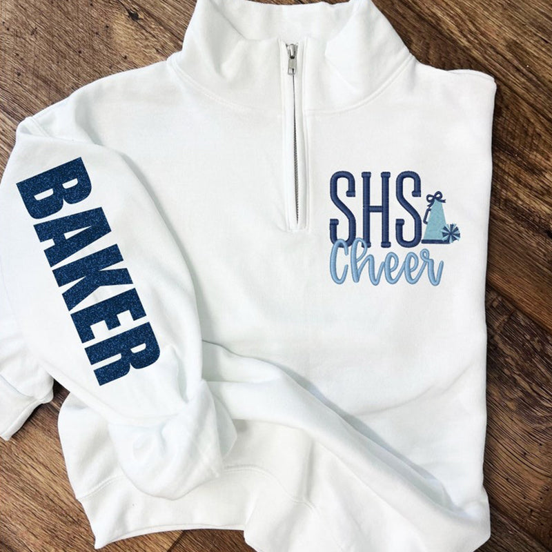 Zip Pullover with Name on Cheerleader's Sleeve