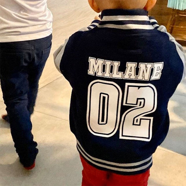 Baseball Style Kids Varsity Jacket, Custom Letterman Name &amp; Number College Football Jacket for Boy or Girl