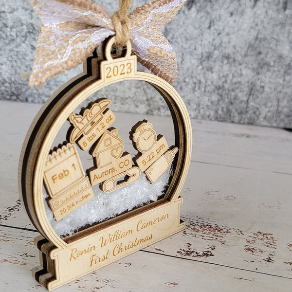 Baby's First Christmas Ornament 2022/2023 Customized Babies 1st Christmas, Personalized Baby Name