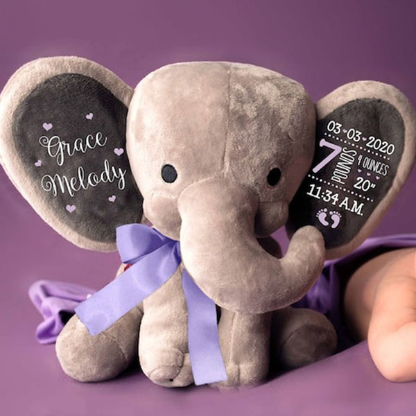 Gift for Baby Girl & New Mom,Personalized Elephant Stuffed Animal