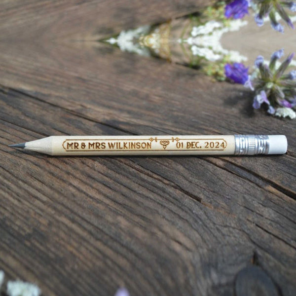 Wedding Favors for Guests in bulk, Personalized Engraved Rustic Wedding Wooden Pencils