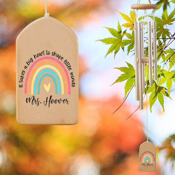 Personalized Teacher Gift Wind Chimes, Thank You Teacher Gifts, Wooden Wind Chimes Home Garden Decoration