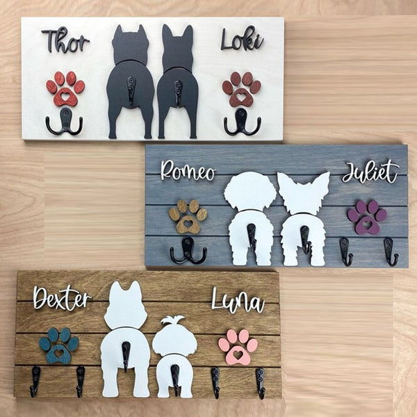 Custom Shiplap Dog Leash Holder, Personalized Leash holder, Dog Butt Leash Holder, Dog Paw Print Leash Holder