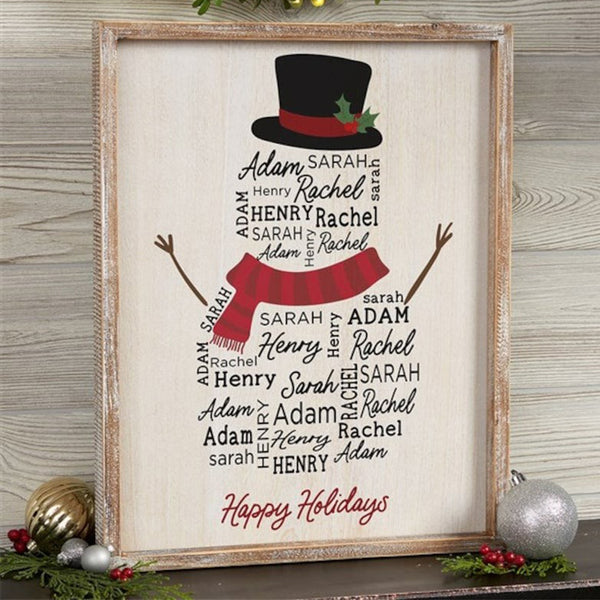 Snowman Repeating Name Personalized Frame Wall Art Christmas Decorations