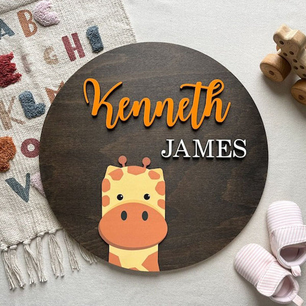 Round Wood Name Sign Baby Shower Gift Baby Name Sign