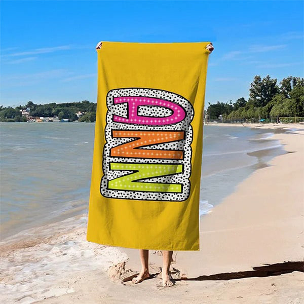 Personalized Multicolor Dots Beach Towel