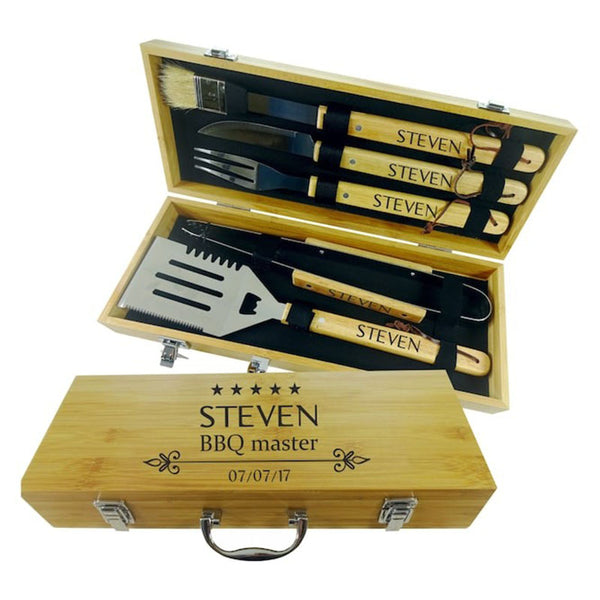 Personalize Grill Set, BBQ Grill Set, BBQ Tool Set, Grilling Tool Set, Men's Grill Gift