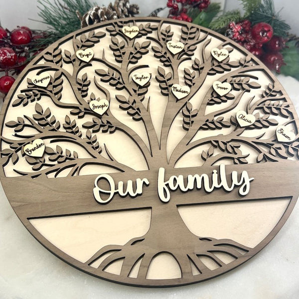 Grandkids Christmas Birthday Gift Family Tree Sign Custom Hanging Grandparent