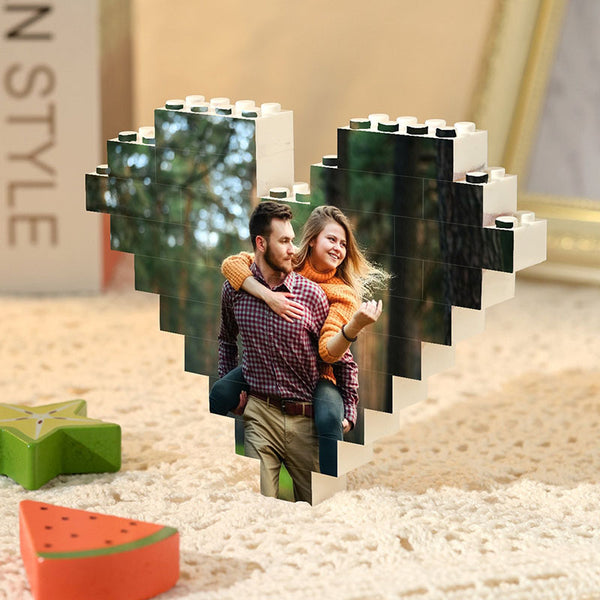 Personalized Customized 2 Photos Rectangle Building Block Puzzle Picture Block Christmas Gifts for Couples