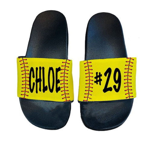 Personalized Softball Baseball Slides Flip Flops Sandals