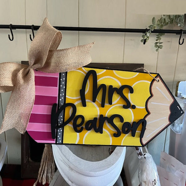 Personalized Teacher Pencil Door Hanger