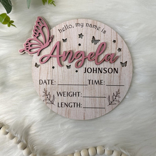 Personalized Baby Announcement Sign with Birth Stats