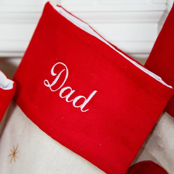 Embroidered, personalized christmas stockings