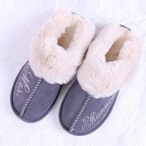 Personalized Women's Slippers Memory Foam House Slippers with Rubber Sole