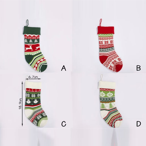 2023 New Christmas Decoration Knitted Christmas Stocking Candy Bag