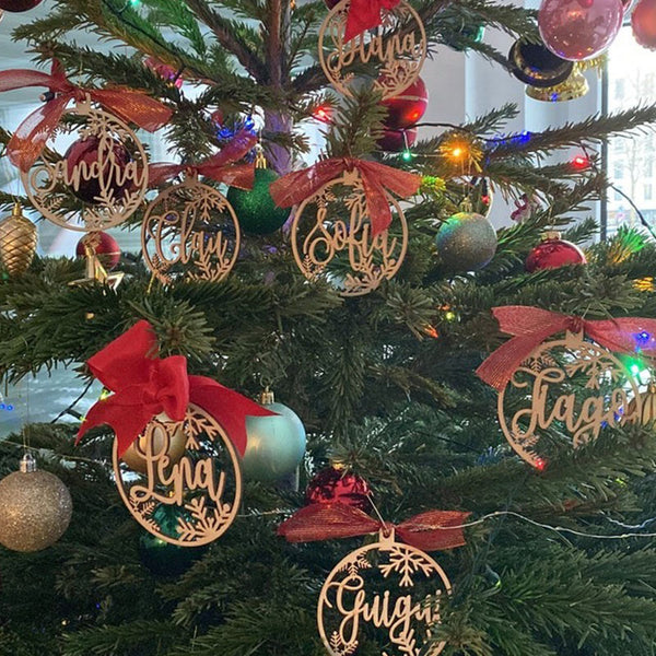 Custom CHRISTMAS tree baubles Christmas tree decor personalized ornament laser cut names