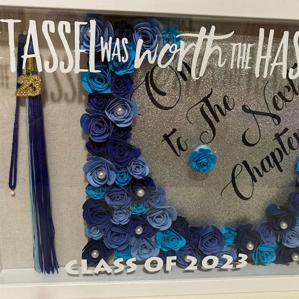 Graduation Cap Tassel Shadow Box, TASSEL Was WORTH The HASSLE, Milestone Keepsake Frame