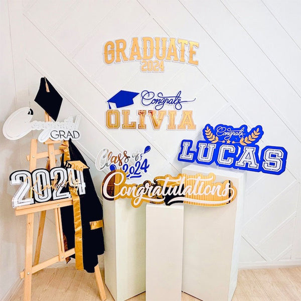 Graduation Name Sign, Graduation Party Backdrop Decoration,Class of 2024