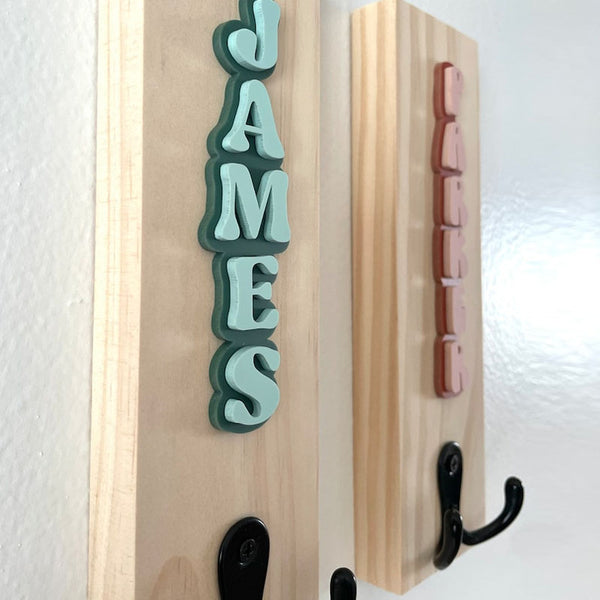 Personalized Name, Backpack Holder, Diaper Bag, 3D Name Wall Hook