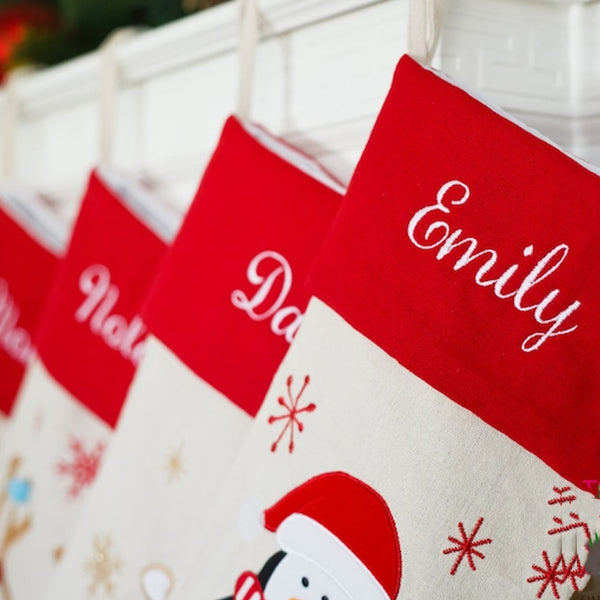 Embroidered, personalized christmas stockings