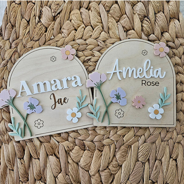 Newborn Birth Announcement Name Plaque | Newborn Footprint Plaque